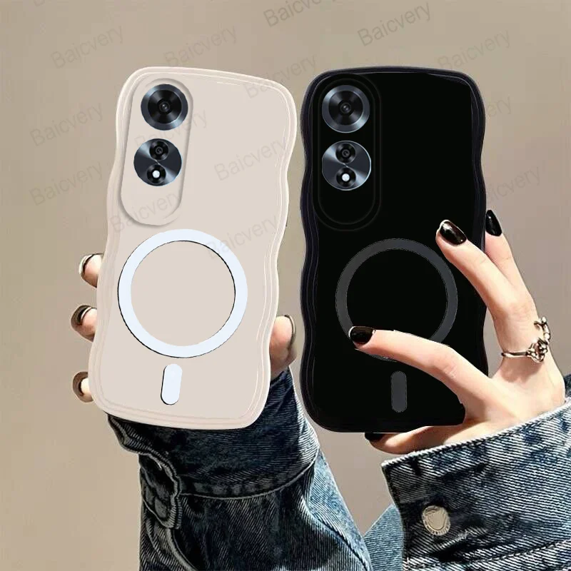 Мягкий силиконовый цветной чехол из ТПУ с волнистой рамкой для OPPO A60 4G задняя защитная крышка с поддержкой магнитной беспроводной зарядки Мягкий силиконовый цветной чехол из ТПУ с волнистой рамкой для OPPO A60 4G задняя защитная крышка с поддержкой магнитной беспроводной зарядки