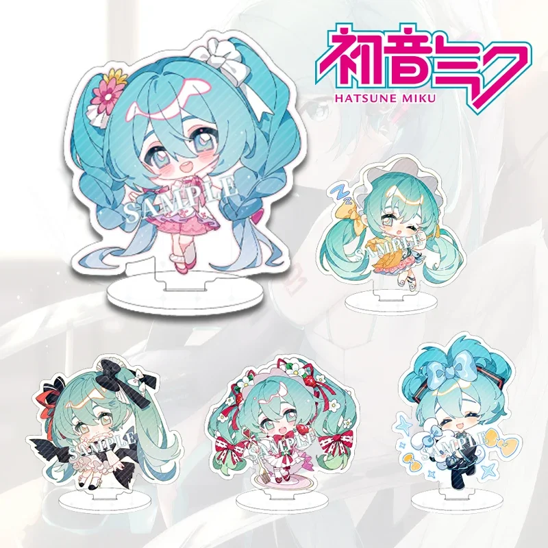 Kawaii Hatsune Miku Acrylic Stand Model 10cm Acrylic Standing Sign Anime Figure Cute Miku Desk Decor Fans Gifts Collections