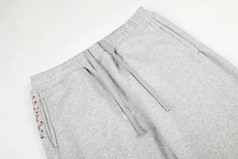 Kirschblüten-Grafik Jogginghose für Herren, Baumwolle, Elastischer Bund, Stickerei, Oversized American Streetwear Sport-Trainingshose – Detail 9