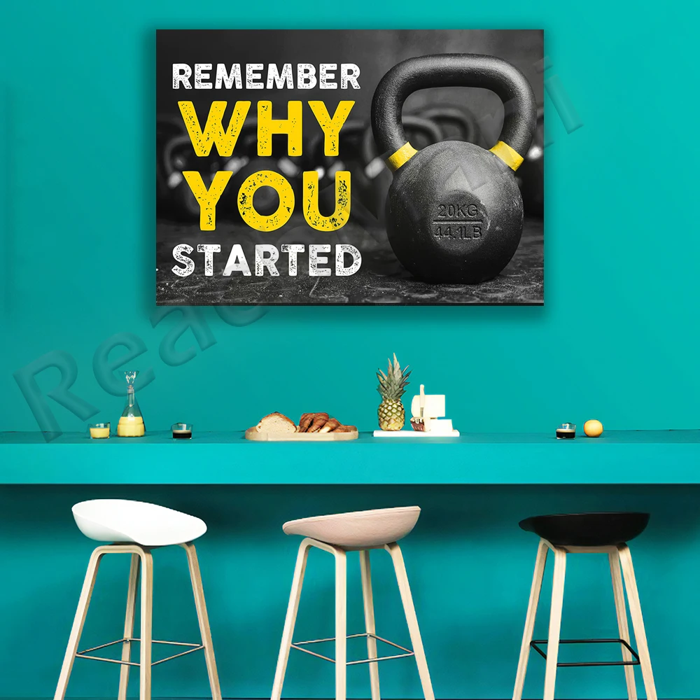 Fitness remember why you started poster, fitness enthusiast poster, fitness poster, fitness decoration, hand weight wall art