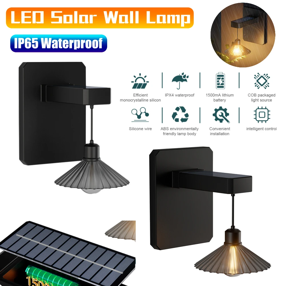 

LED Solar Wall Lamp Solar Powered Vintage Stairway Lamp IP65 Waterproof Retro Balcony Light for Patio Fence Yard Decoration