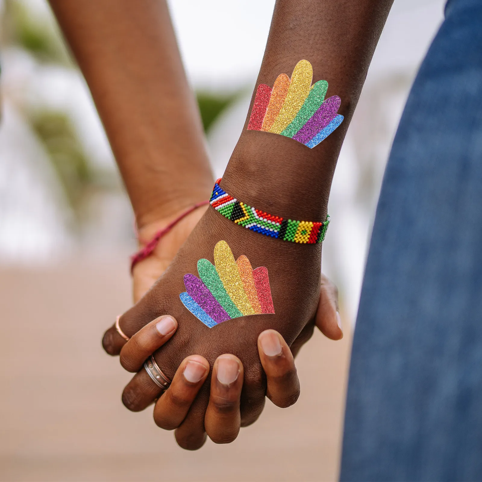 

2pcs Rainbow Skin Stickers Glitter Makeup Accessories Flag Pride Day Tattoos Body Face Art Design Stickers