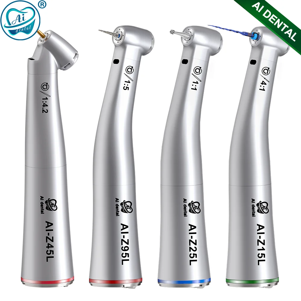 Z-Series Stainless Steel Oral Hygiene Low Speed Fiber Optic Contra Angle Dental Handpiece Quattro Water Spray Medical Supply