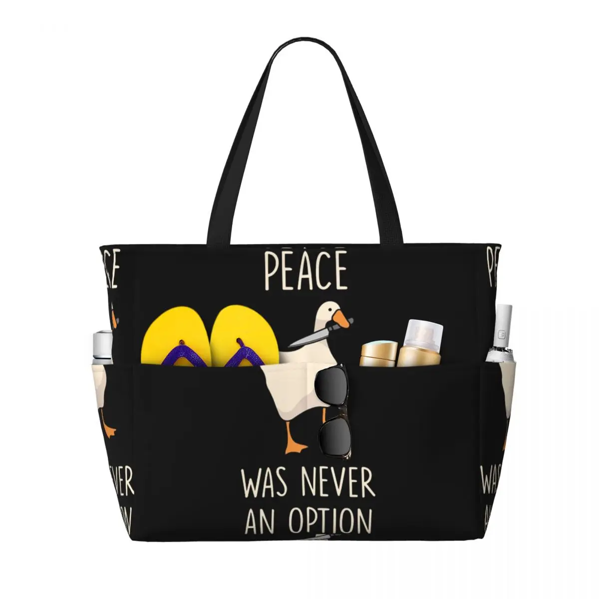 Goose Goose Peace Was Never An Option Beach Tote Bag Sport Gym Yoga Duffle Large Tote Bag Women Travel Bag Fitness bag