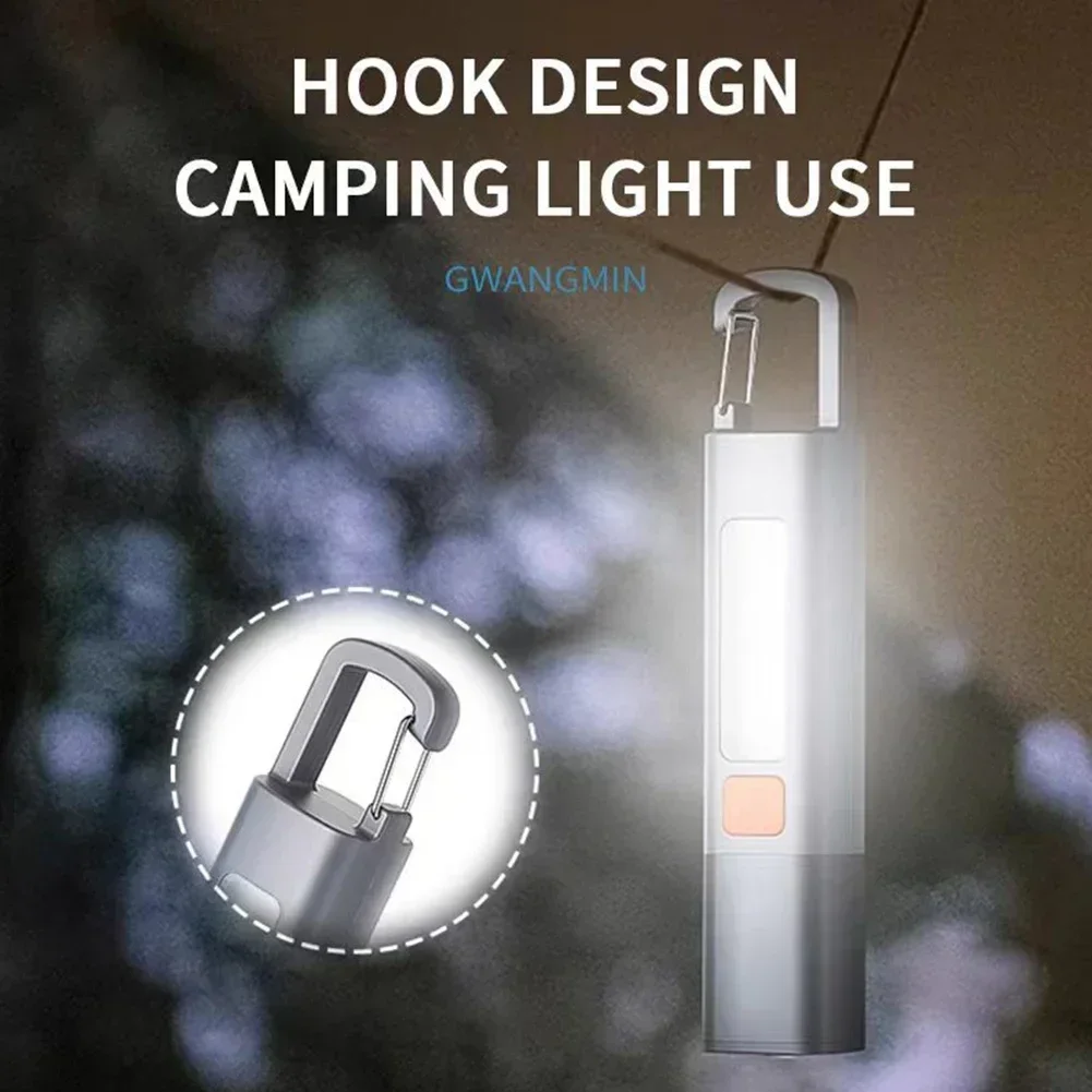 Super Bright Flashlight with Hook Ultra Bright LED Torch USB Charging Zoomable Emergency Lantern 300LM 3 Gears for Power Outages