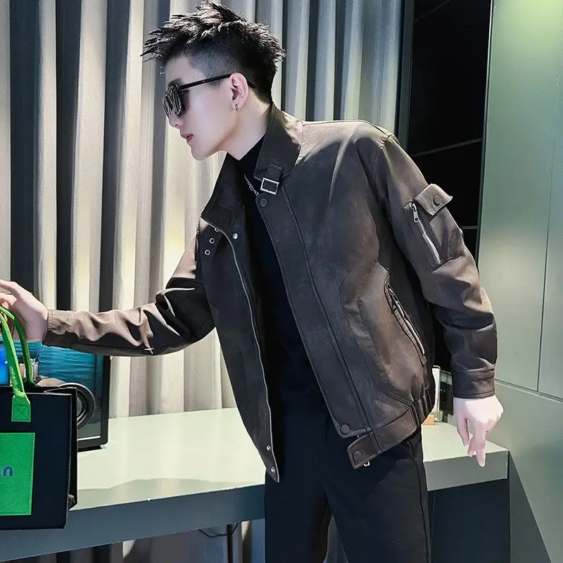 

Оригинальное сетчатое изображение PU957 Coffee Bla Jaet, свободная посадка на молнии, украшенная без железа, полиэстер, повседневная верхняя одежда для подростков