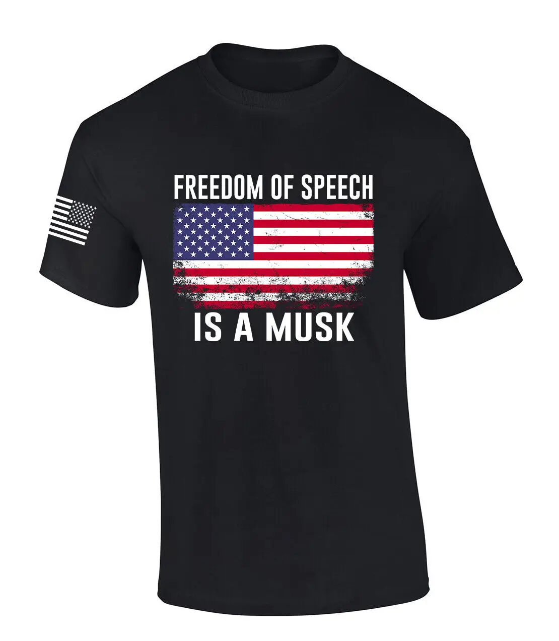 Mens Patriotic T Shirt Freedom Of Speech Is A Musk Grunge American FlagElon