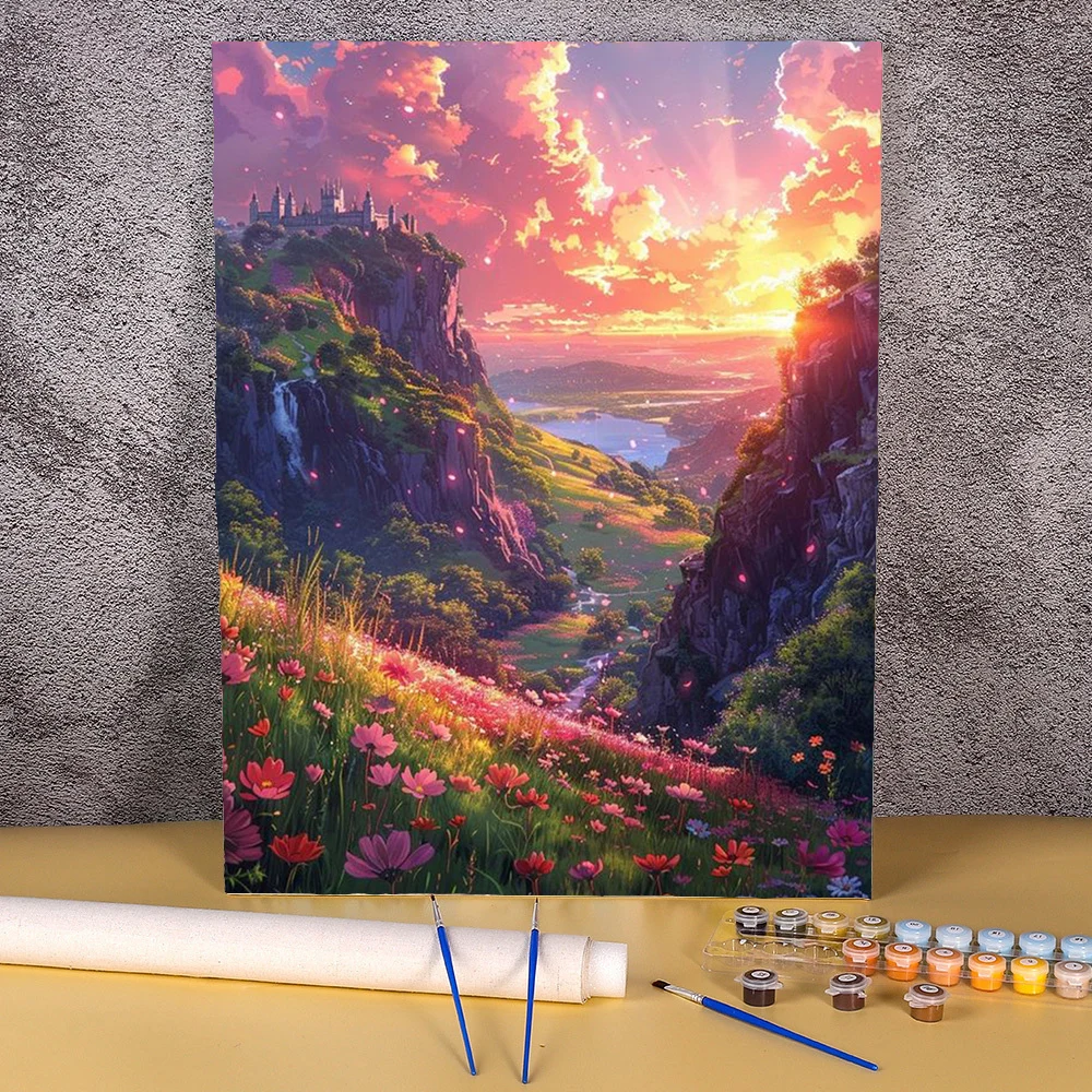 

Diy Frameless Painting By Numbers Sunset Mountain Landscape 40x50cm Drawing By Numbers On Canvas Modern Diy Gift Home Wall Decor