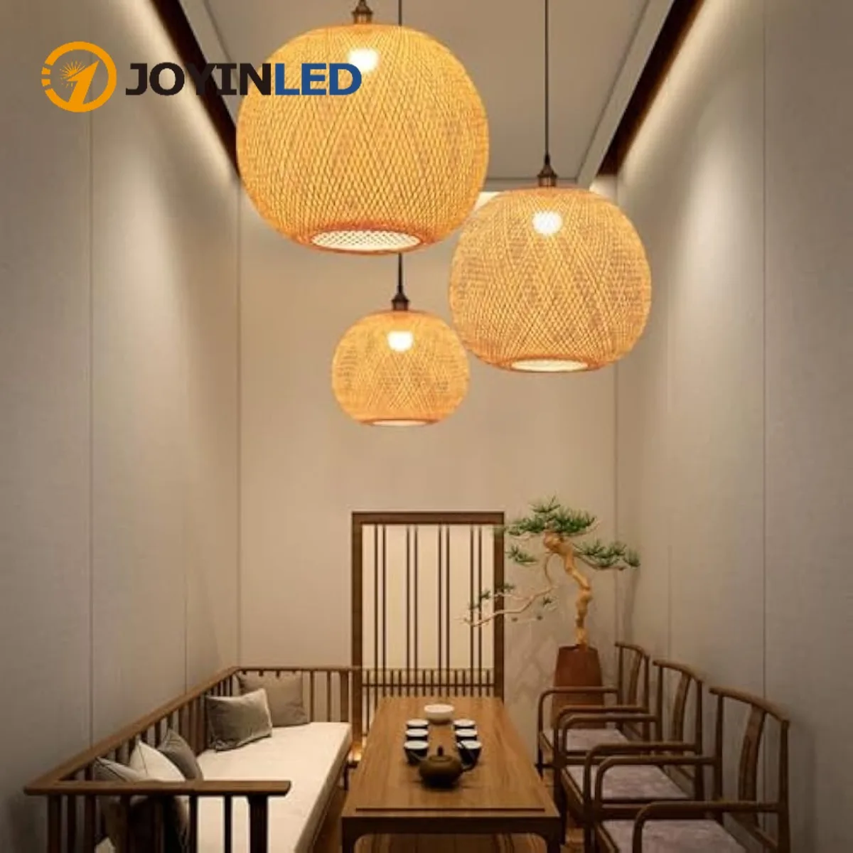 

Bamboo Woven E27 Chandeliers Rattan Woven Natural Wicker Pendant Lights Bamboo Ceiling Hanging Lamps Farmhouse Pendant Lightings