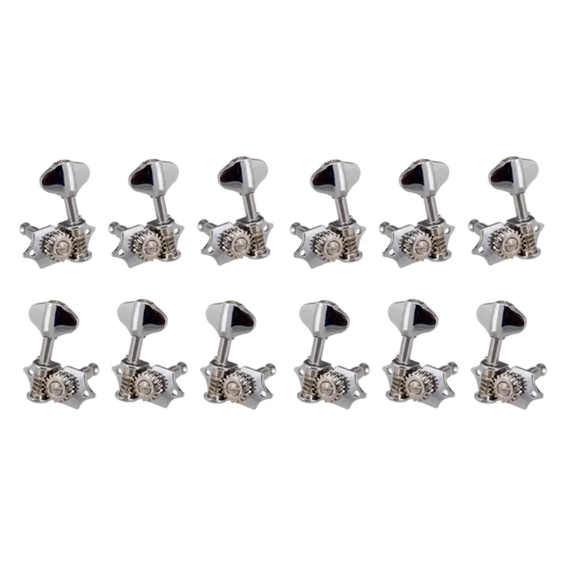 Y49A-6L6R 12 قطعة 1:18 وتر غيتار ضبط أوتاد آلة موالف رؤساء المقابض ضبط مفاتيح للجيتار الصوتي أو الكهربائي الفضة