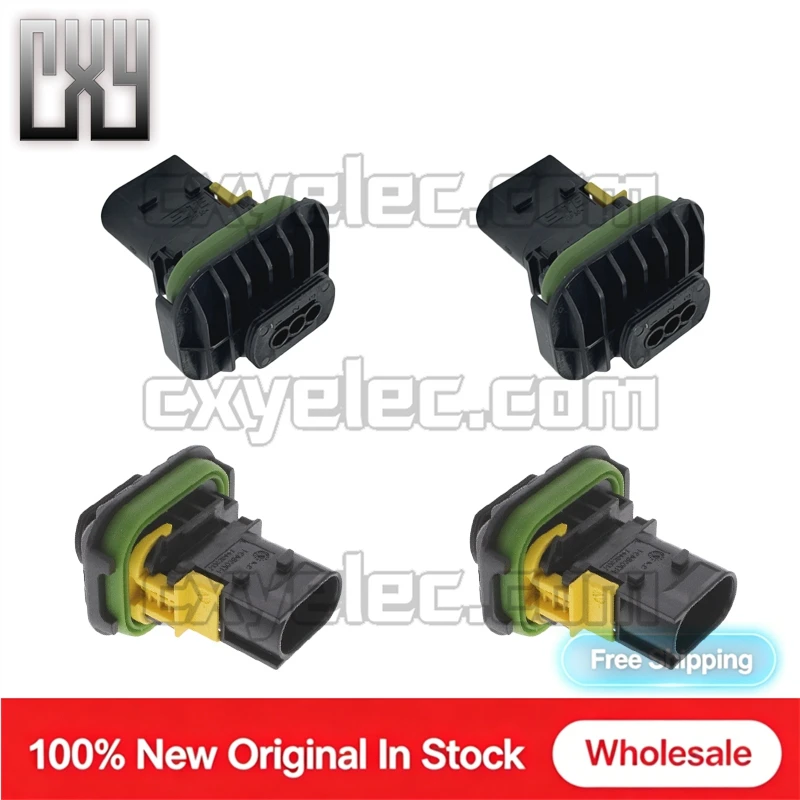 1-1703843-1 3Pin Male Connector Housing Only 4mm IP67 Waterproof Black Heavy Duty For Truck Engineering Machinery Wiring Harnes