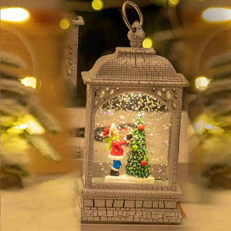 LED Christmas Night light Christmas Snow Globe Lantern Decorative Table Lantern Holiday Lantern for Home Decoration Festive