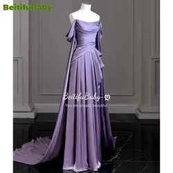 BeitifuBaby Women's Evening Party Dress Off-shoulder Ruched Sexy Long Floor Mopping Evening Gown Stain Formal Dresses for Women
