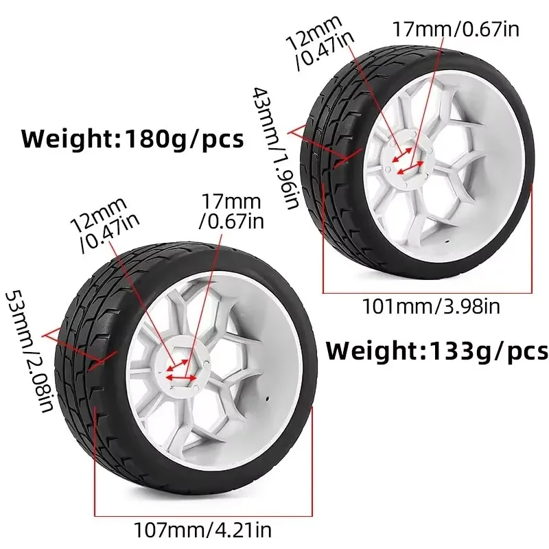 XILEZQF Arrma Felony Infraction Limitless Tires Wheels 1/7 17mm Hex for Arrma 6S 3S On-Road RC Car 100mm Durable Replacement
