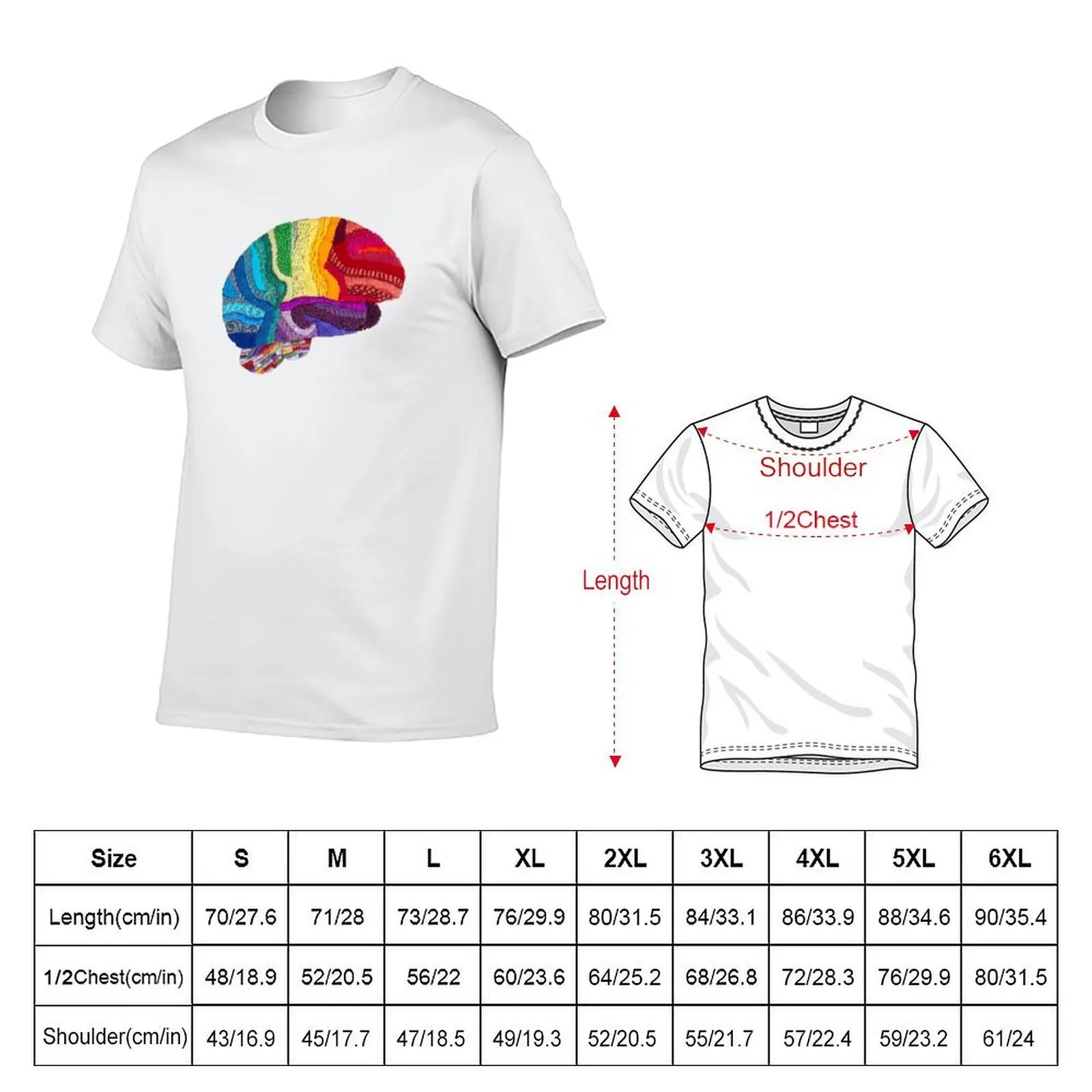 Sampler Brain - Embroidered Look - Rainbow Brain T-Shirt Personalized t-shirt man clothes men graphic t shirts