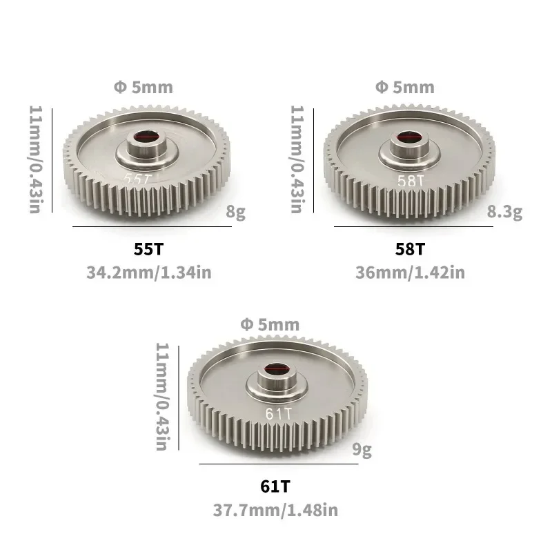 55T 58T 61T عالية السرعة حفز والعتاد 51004 53665 ل طامية TT01 TT-01 1/10 RC ترقية أجزاء السيارة الملحقات