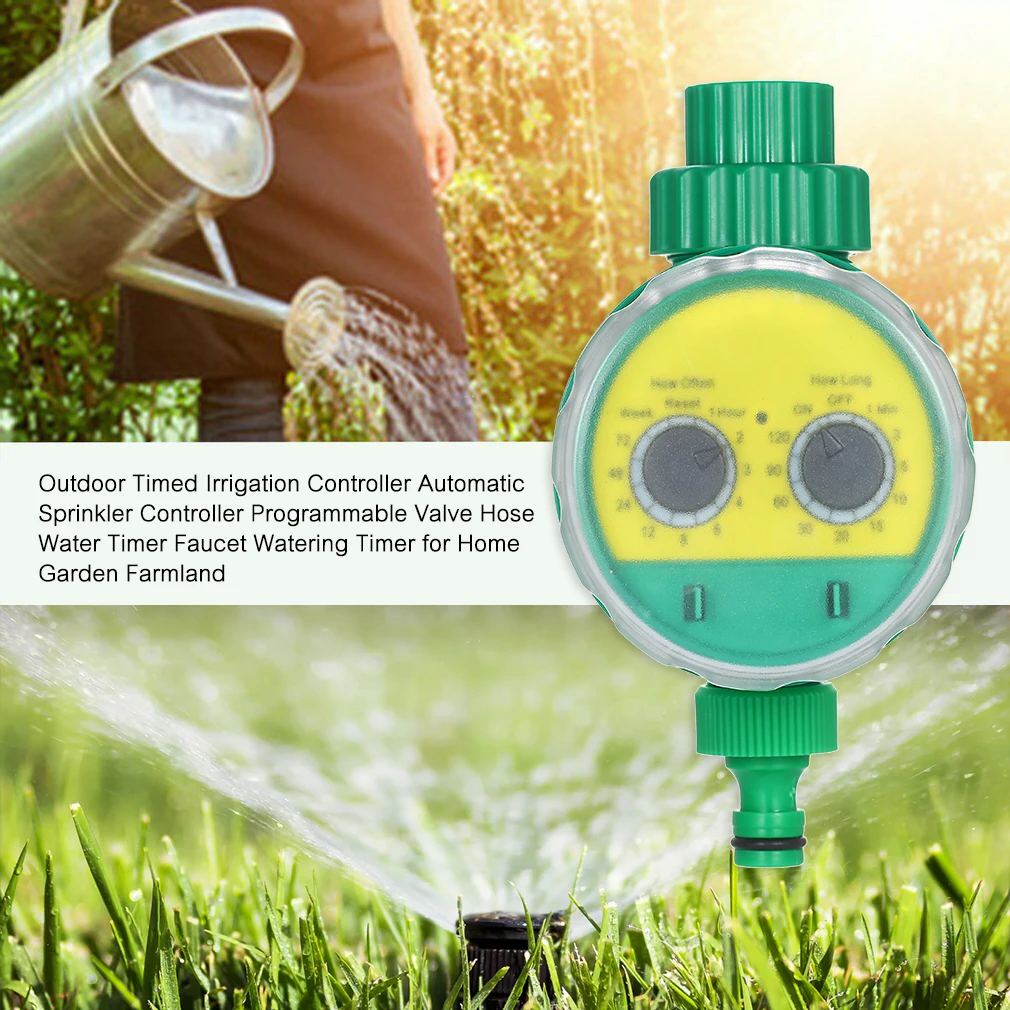 Outdoor Timed Irrigation Controller Automatic Sprinkler Controller Programmable Valve Hose Water Timer Faucet for Garden Farm