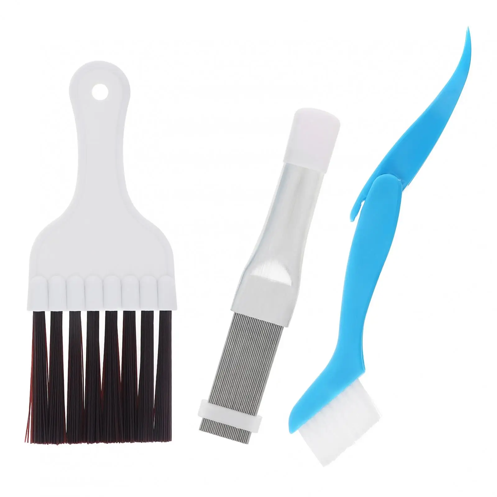 

3pcs Multi-Functional Air Conditioning Condenser Fin Cleaning Brush Stainless Steel Fin Comb Plastic Brush