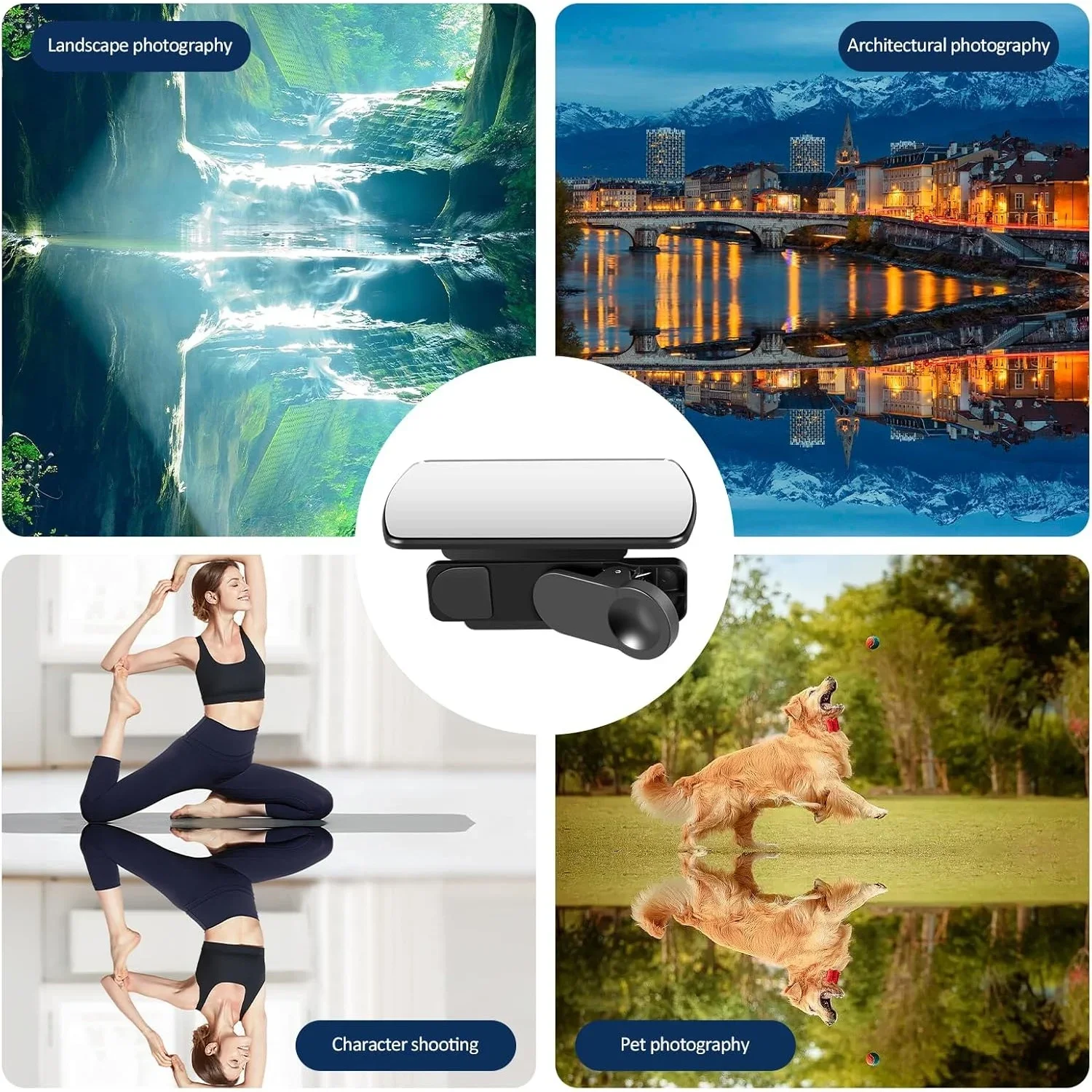 HD Glass Smartphone Photography Flip Mirror Adjustable Cellphone Camera Mirror Reflection Clip Kit for iPhone Xiaomi Google