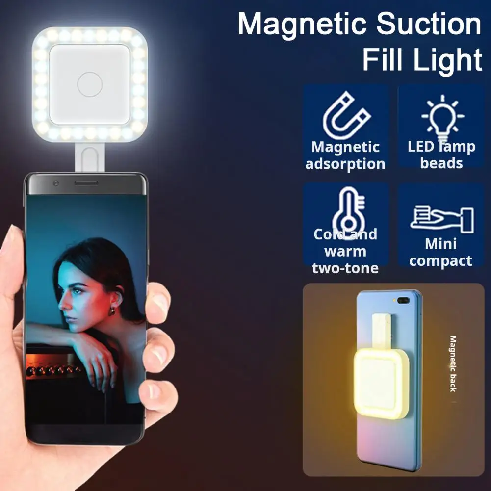 Mini Selfie Ring Light Portable Magnetic Led Fill Light with Touch Control Foldable Design for Cell Phones Pocket Size