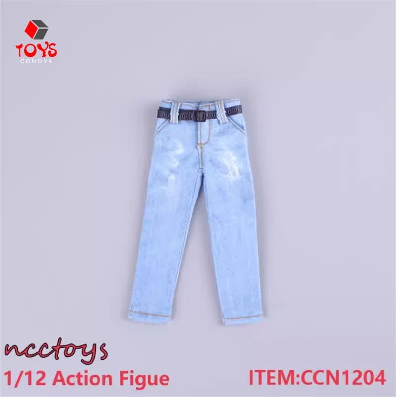 CCN1204 1/12 Scale Man Soldier Casual All-match Denim Pants Belt Jeans Clothes Accessory For 6