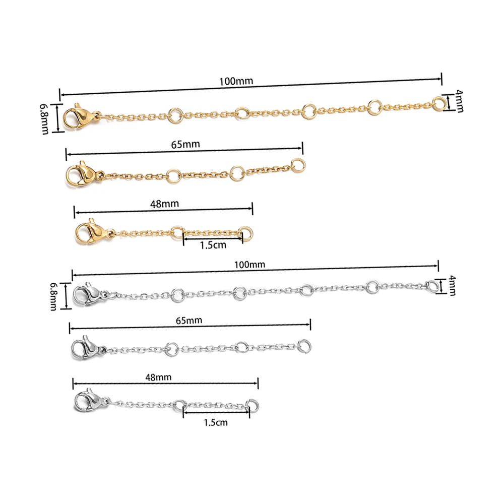 5 قطعة/الوحدة الفولاذ المقاوم للصدأ ثلاثة أحجام تمديد سلاسل مع المشابك جراد البحر ل عقد دي اي واي أساور صنع المجوهرات اكسسوارات