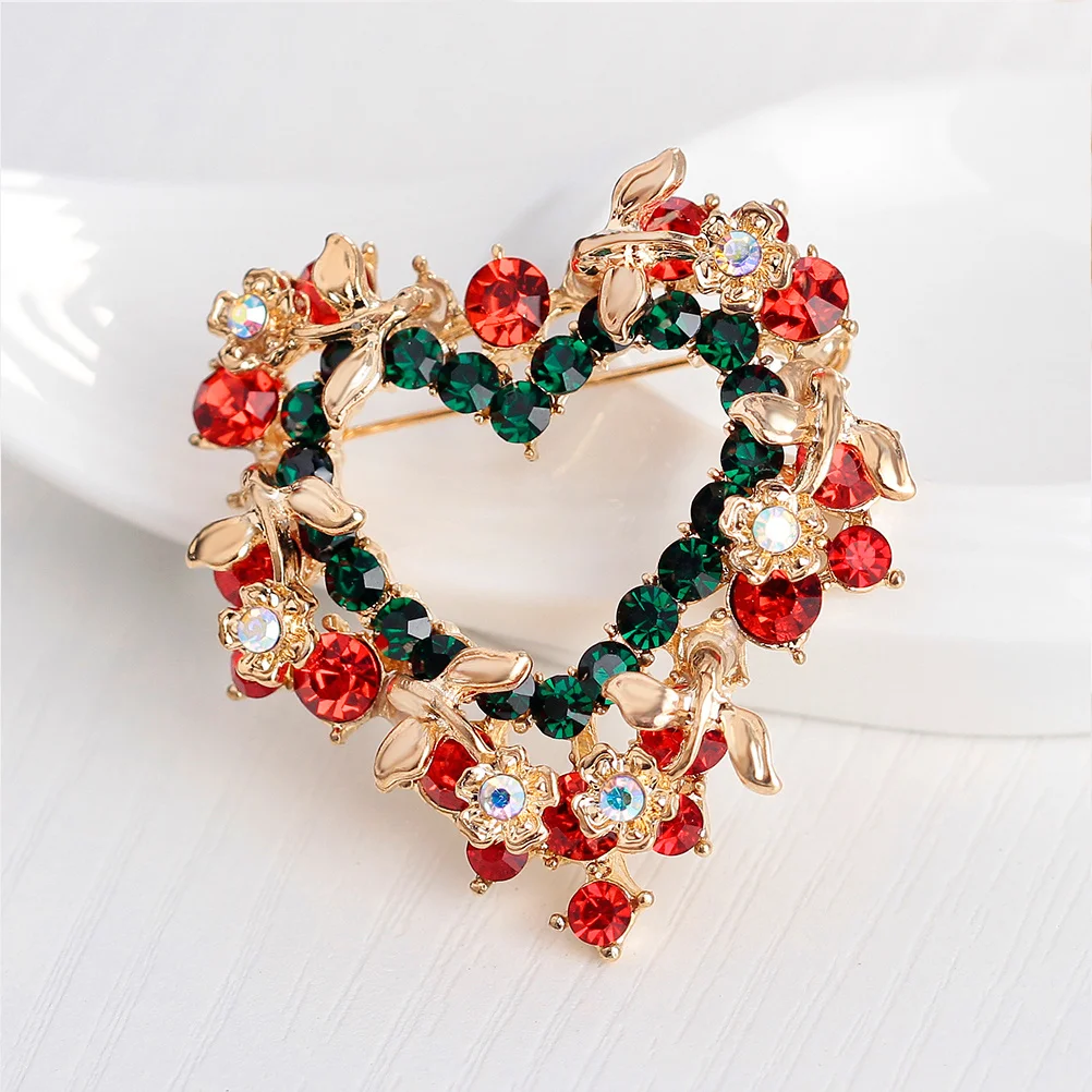 

2Pcs Alloy Brooch Love Heart Wreath Design Brooches for Women Christmas Party Decoration Beautiful Breastpin Gift