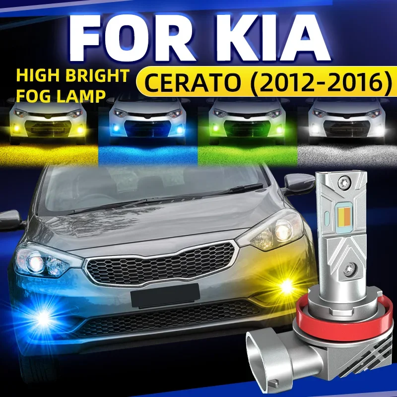 2pcs Car LED Front Fog Lights Bulbs Dual Colors Switchback White Yellow Lamps For Kia Cerato Koup 3 YD 2012 2013 2014 2015 2016