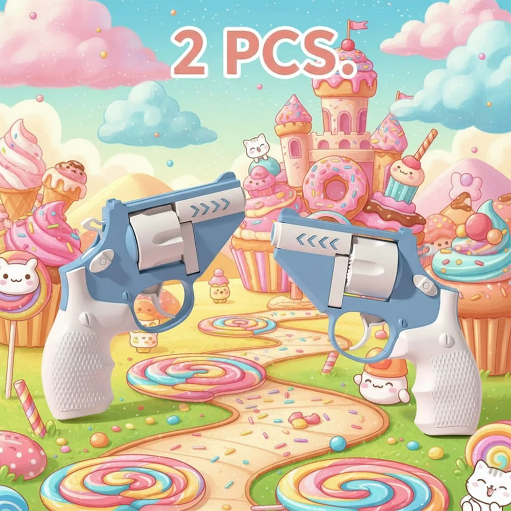 2PCS Toy Guns For Kids Fidget Gun Toy Revolver Stress Shot Toys Non-Firing Toy Pistol Age 5+