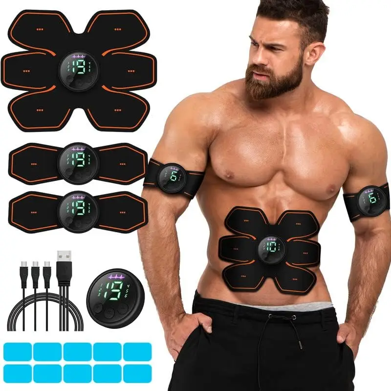 Équipement d'entraînement de stimulateur Ab rechargeable par USB pour l'entraînement de force de l'abdomen, des bras et des jambes pour hommes et femmes