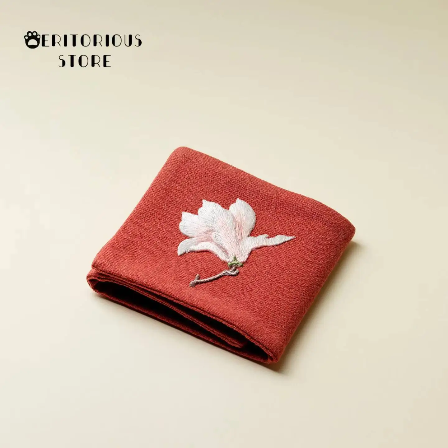 Embroidered Magnolia Tea Towel Napkin Vintage Ceremony Chinese Towels Accessories Cotton Teatowel Napkins Tools Supplies Canvas