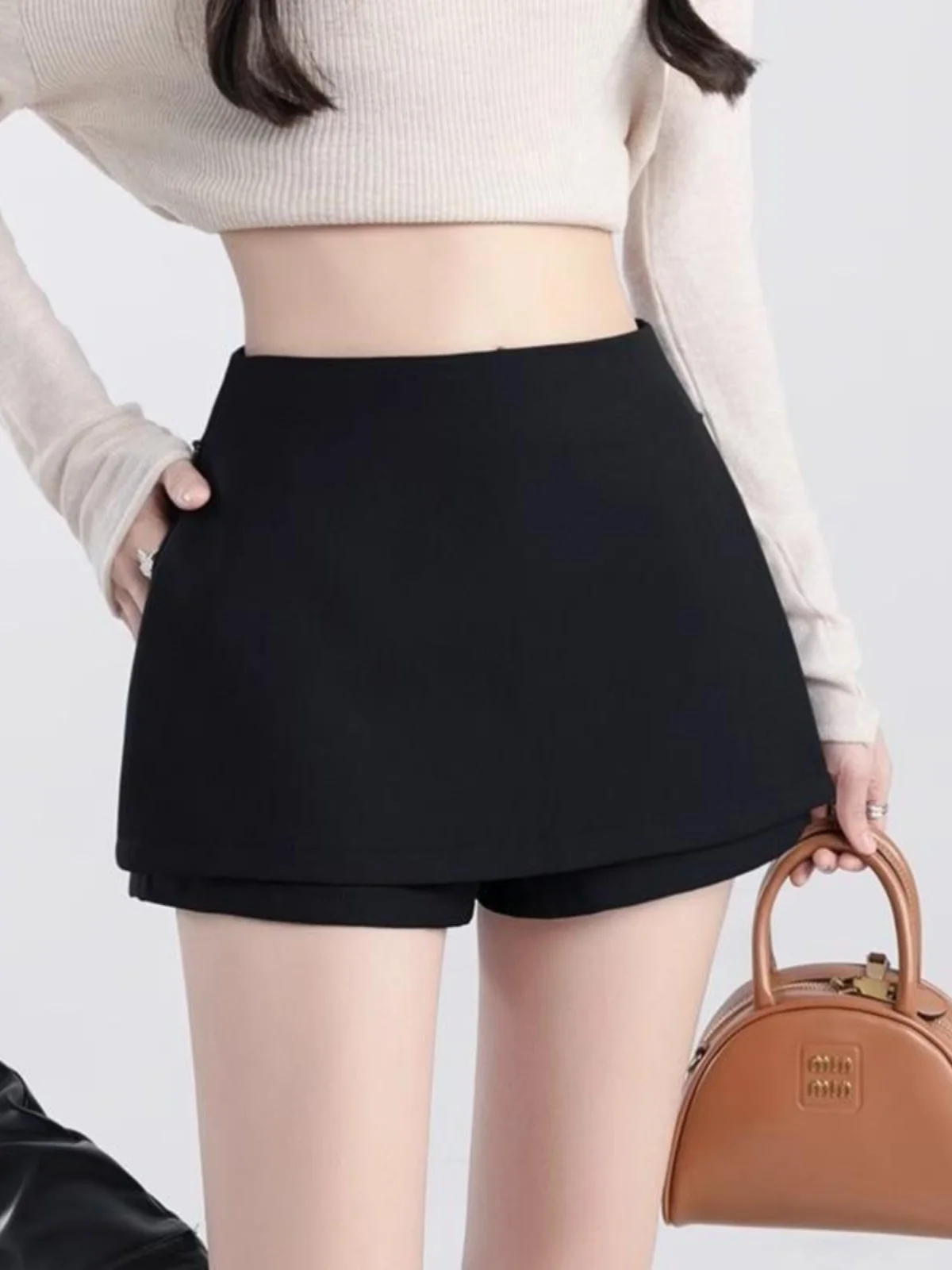 Gray Suit Skirt Women's Autumn Winter Commute Versatile  Skirt XS Wrap Bodycon Skirt High Waist Zipper A-Line Single Color