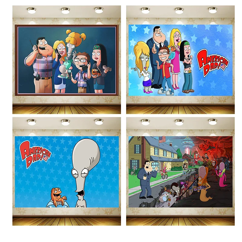 American Dad! Birthday Party Supplies Banner Kid Cartoon Decoration Background Photography backdrop