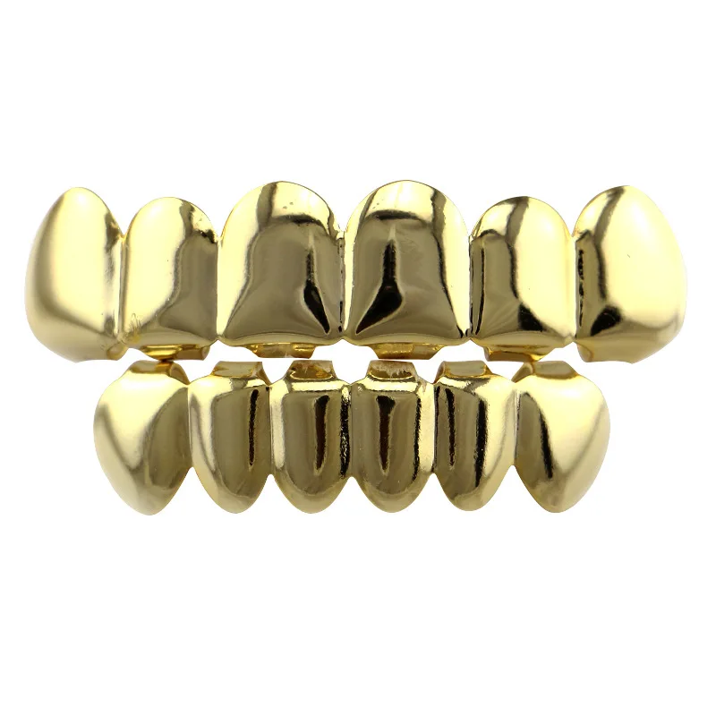 Brocche cave lisce bretelle Hip-Hop per uomini e donne Grillz18K rame elettrolitico e denti dorati