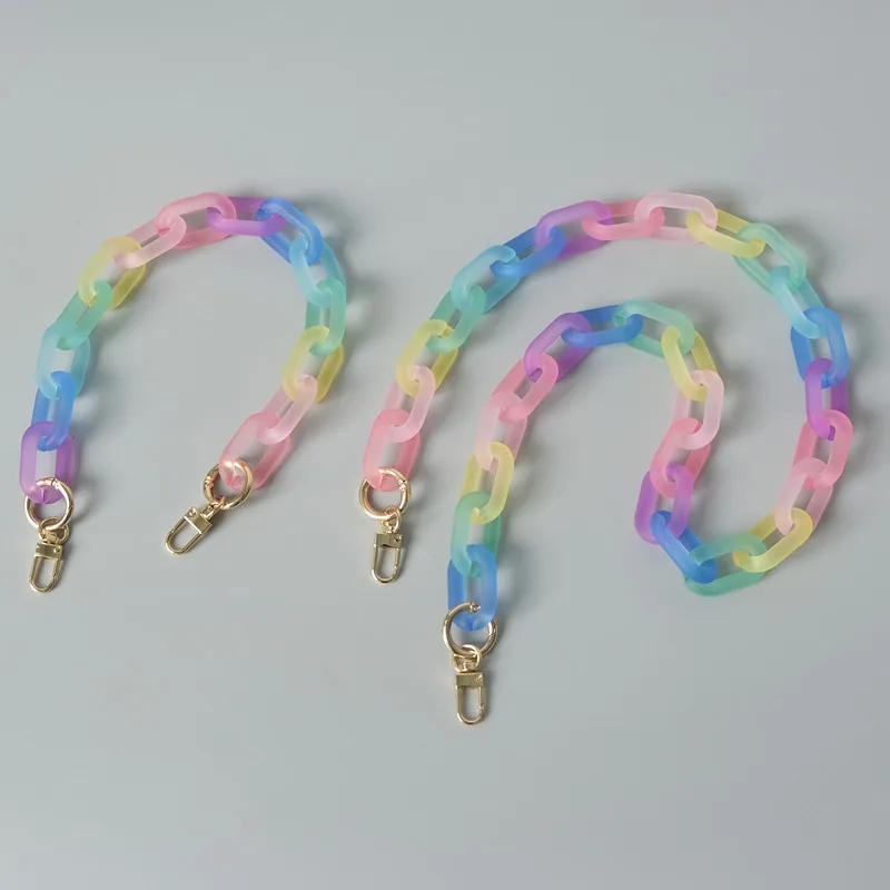 

Vintage Multicolored Matte Acrylic Resin Chain, Contrasting Color Retro Handmade Removable Bag Decorative Shoulder Chain