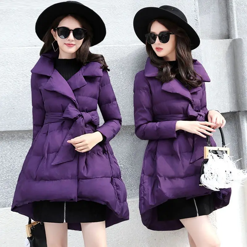 Ladies Winter Coat Women Large Skirt Hem Long Jacket Woman Casual Warm Outerwear Jackets Female Girls Black Clothes VA1196