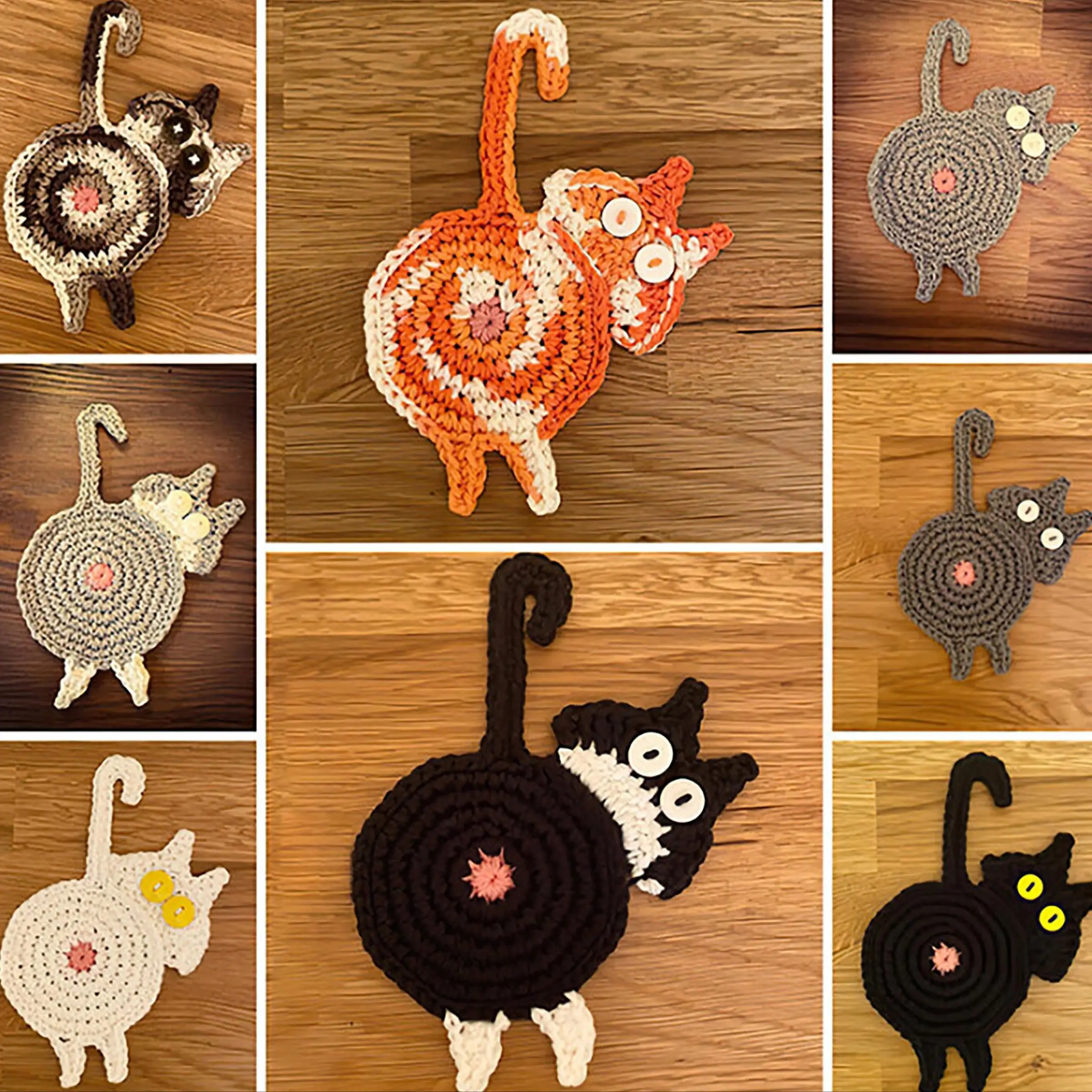 1 Piece Cat Butt Coaster Knitted Cup Mat, Cute Animal Design Drink Holder Pad, Perfect Gift for Pet Lovers, Home Decor