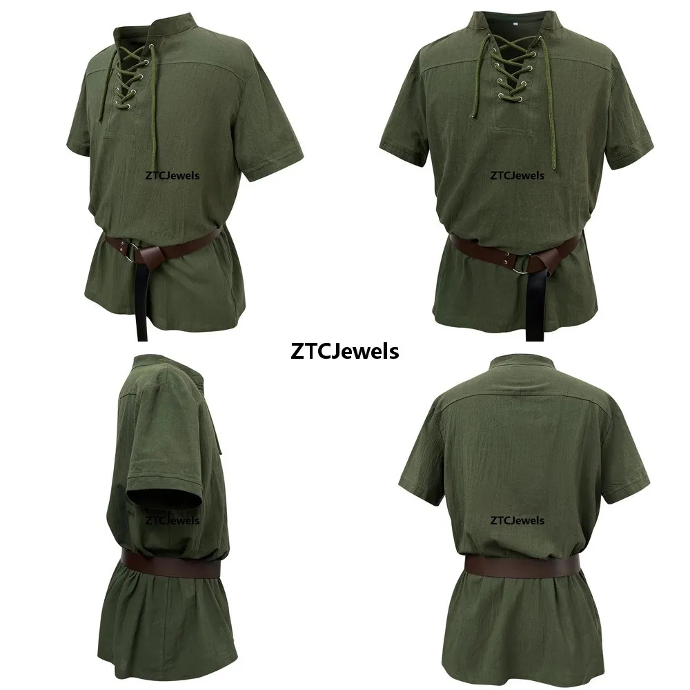 

Medieval Renaissance Pirate Shirt Viking Knight Cosplay Tunic Costume for Halloween Stage Performance