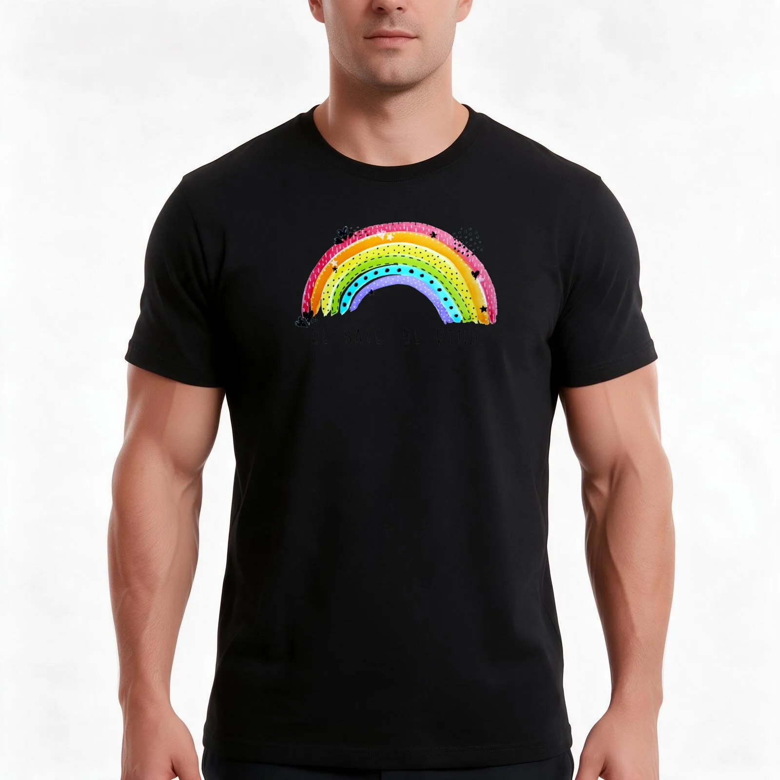 Be Safe. Be Kind. T-Shirt, Summer Casual Cotton Tee, Oversized Streetwear Tops, Vintage Graphic Print, Loose Fit Short Sleeve