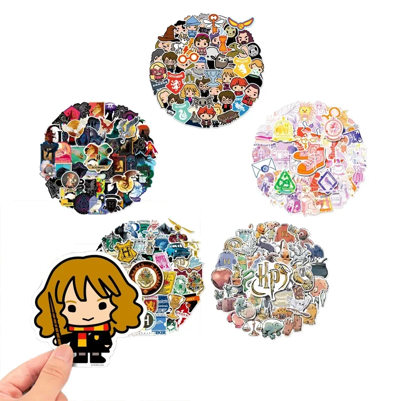 Наклейки с героями мультфильмов «Гаррис Поттерс», 5 шт./компл., Гермиона Мальфой Рон, аниме-фигурка, наклейки, игрушки, Hogwarts, серия Magic Academy, подарки