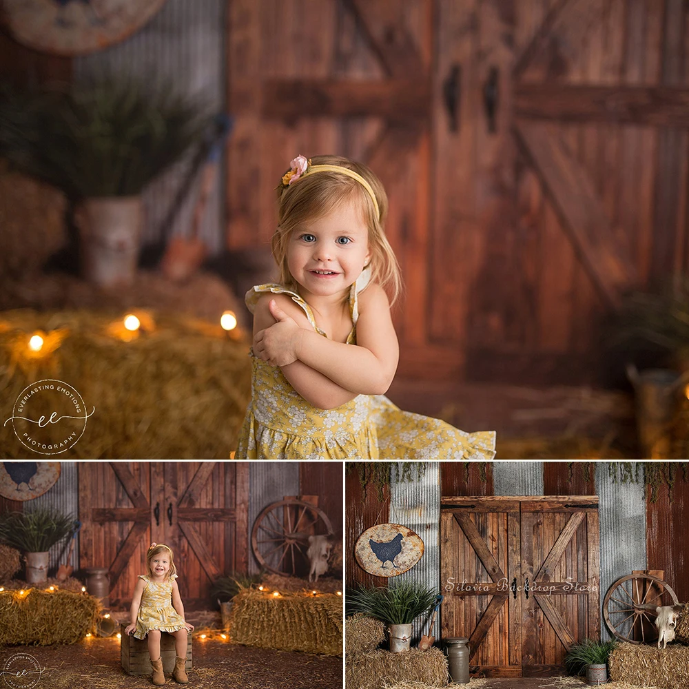 

Farmhouse Themed Photography Backdrop Cloth Barn Haystack Children Birthday Photography Background Decoration Photo Studio Props