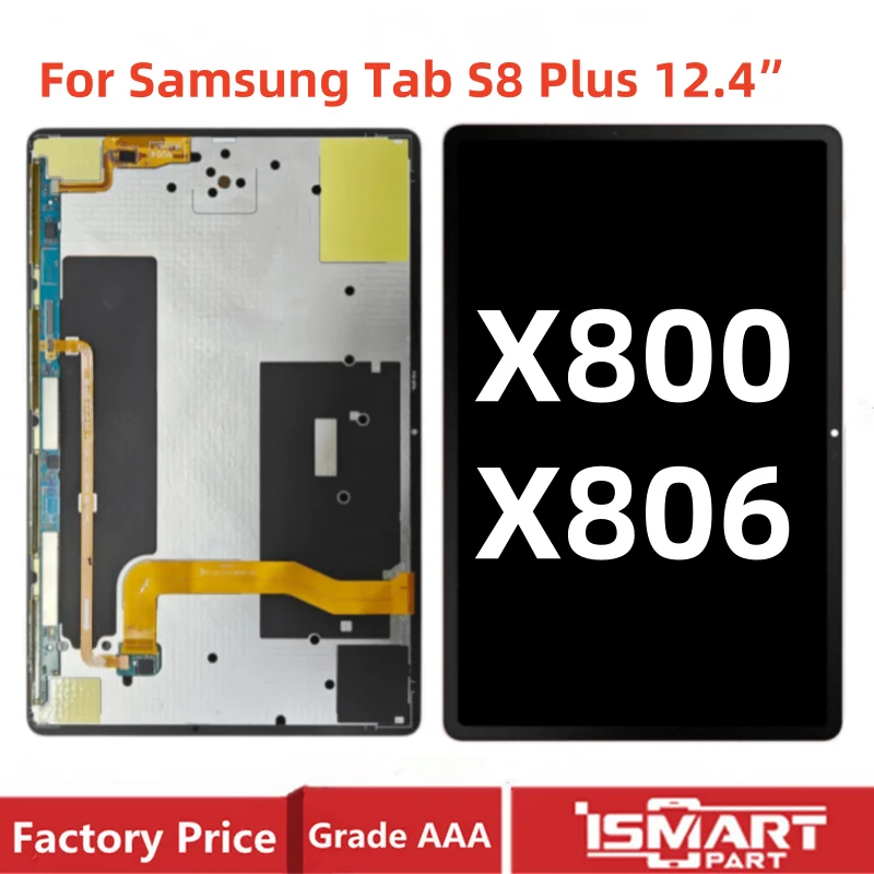 

For Samsung Galaxy Tab S8 Plus LCD X800 SM-X800 SM-X806 X806 S8+Display Screen Touch Digitizer Assembly Replacement 12.4"