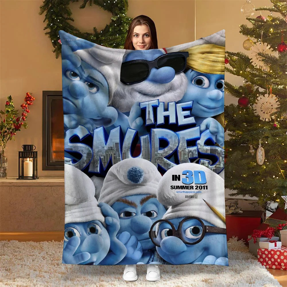 Throw Blanket for Sofa Luxury Throw Blankets King Size T-The Smurfs Fluffy Plaid Bed Blanket 150cm X 200cm Microfiber Bedding