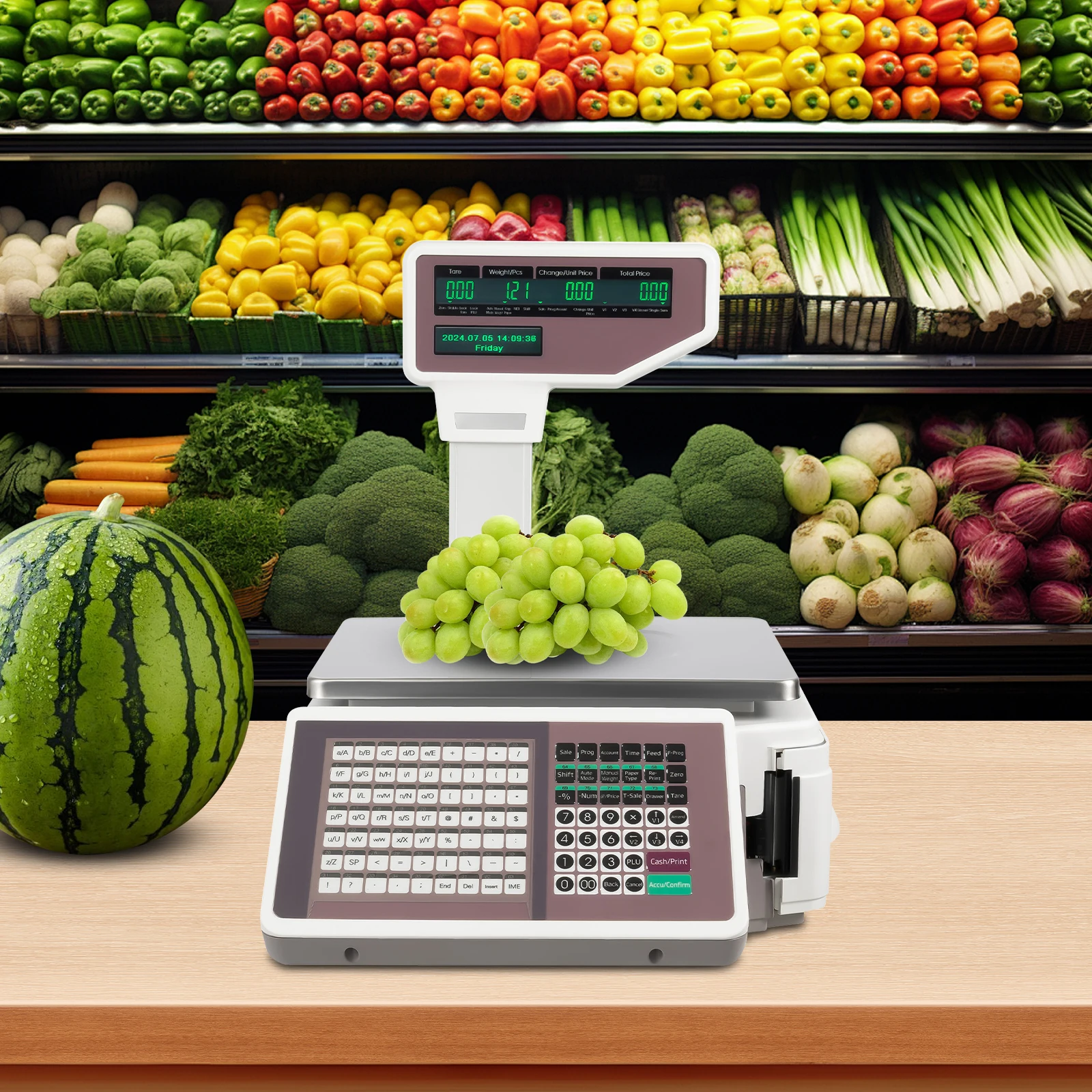 Balance d'impression d'étiquettes multifonctionnelle, capacité de pesage d'écran LCD 0.2kg/0.44lbs-30kg/66.13lbs 110-220V avec disque logiciel