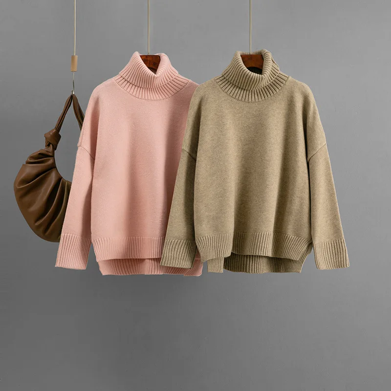 

Women's Turtleneck Sweater Autumn Winter Soft Knit Pullover Loose Fit Casual Chic Solid Top Daily Wear