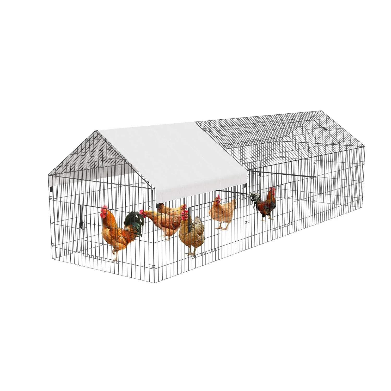

Metal Chicken Coop,Chicken Run for Yard with Waterproof Cover, Outdoor Portable Chicken Pen Chicken House for Duck, Rabbit