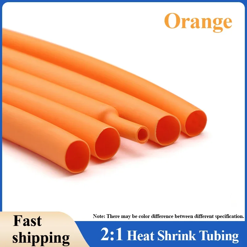 

1/3/5/15/30m Orange 2:1 Heat Shrink Heatshrink Tube 1mm ~ 50mm Diameter Wire Repair DIY Cable Protecctor Tubing Sleeving Wrap