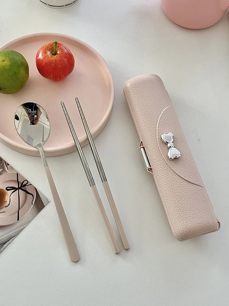 Palillos y Cuchara de o Inoxidable 304 de Alta Estética, Utensilios de Comedor Portátiles, Paquete Individual para Trabaj...