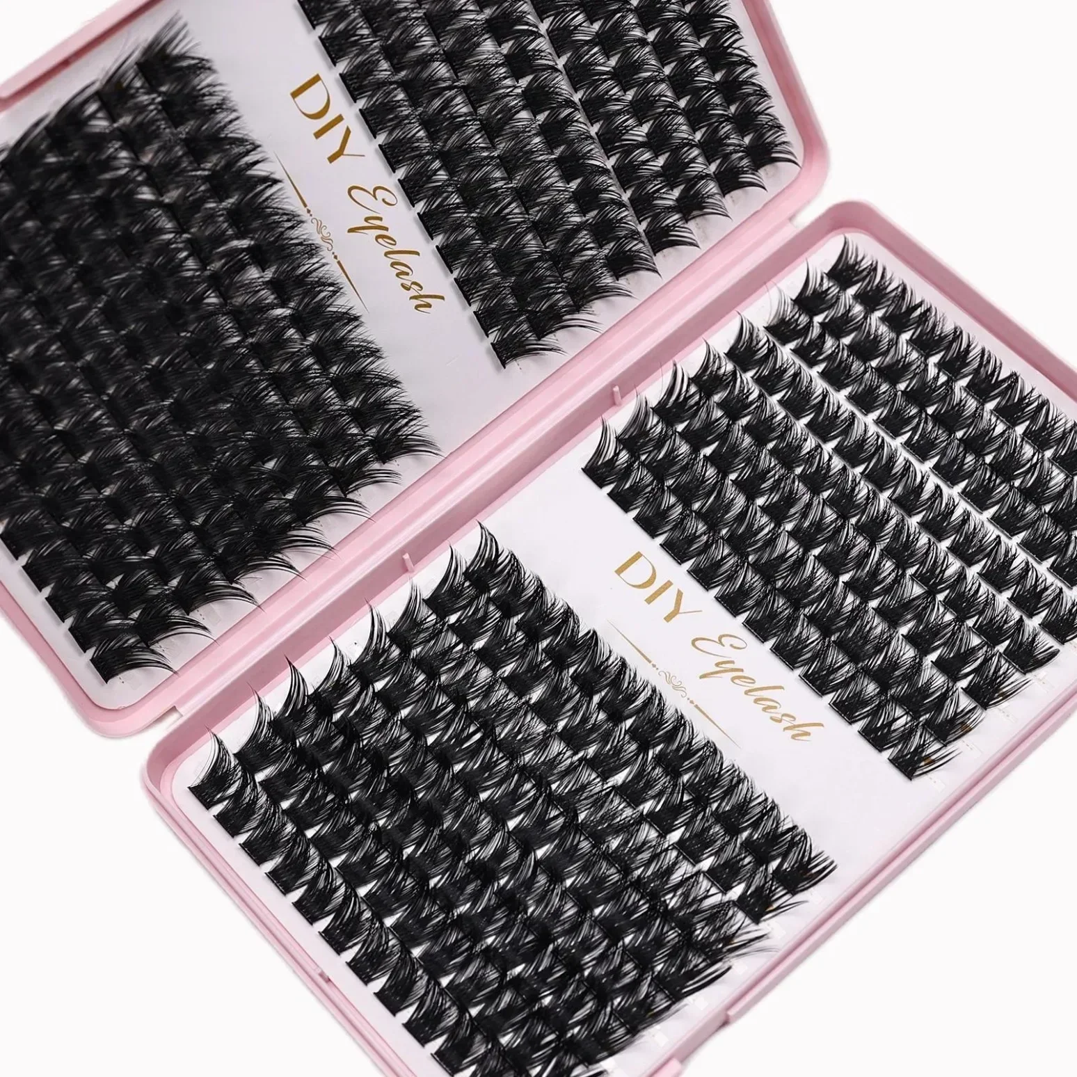 Cluster-Wimpern D-Curl Flauschiges Volumen Dicke Einzelwimpern DIY Wimpernverlängerungen Große Packung – Detail 2