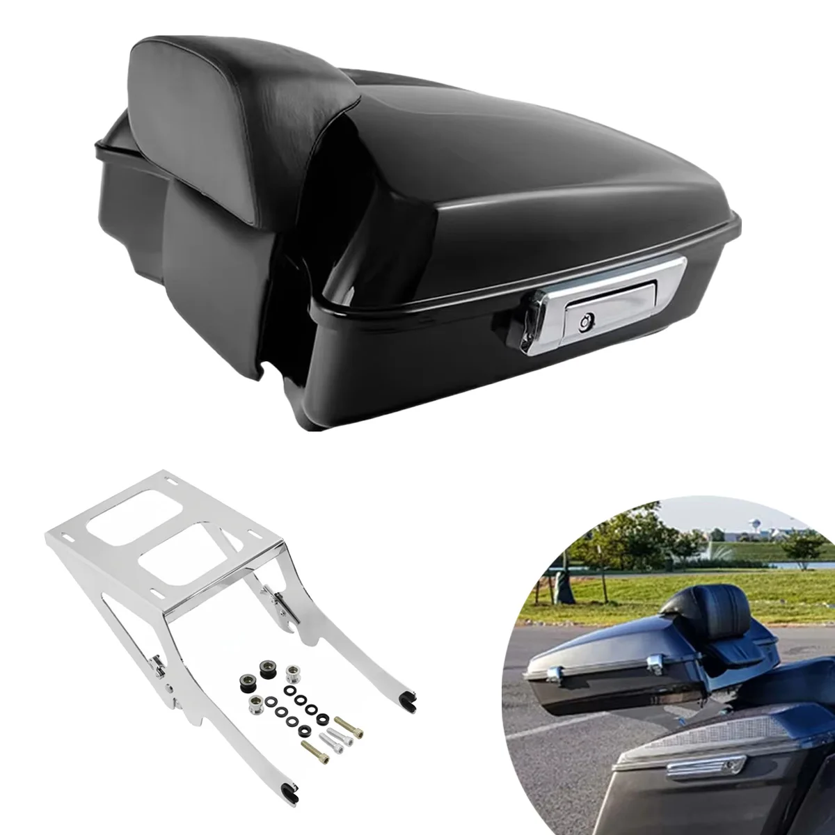 Chopped Tour Pack Tail Top Case Box Trunk & Luggage Rack Accessories For Harley Heritage Classic FLHC 18-25 Deluxe FLDE 18-20